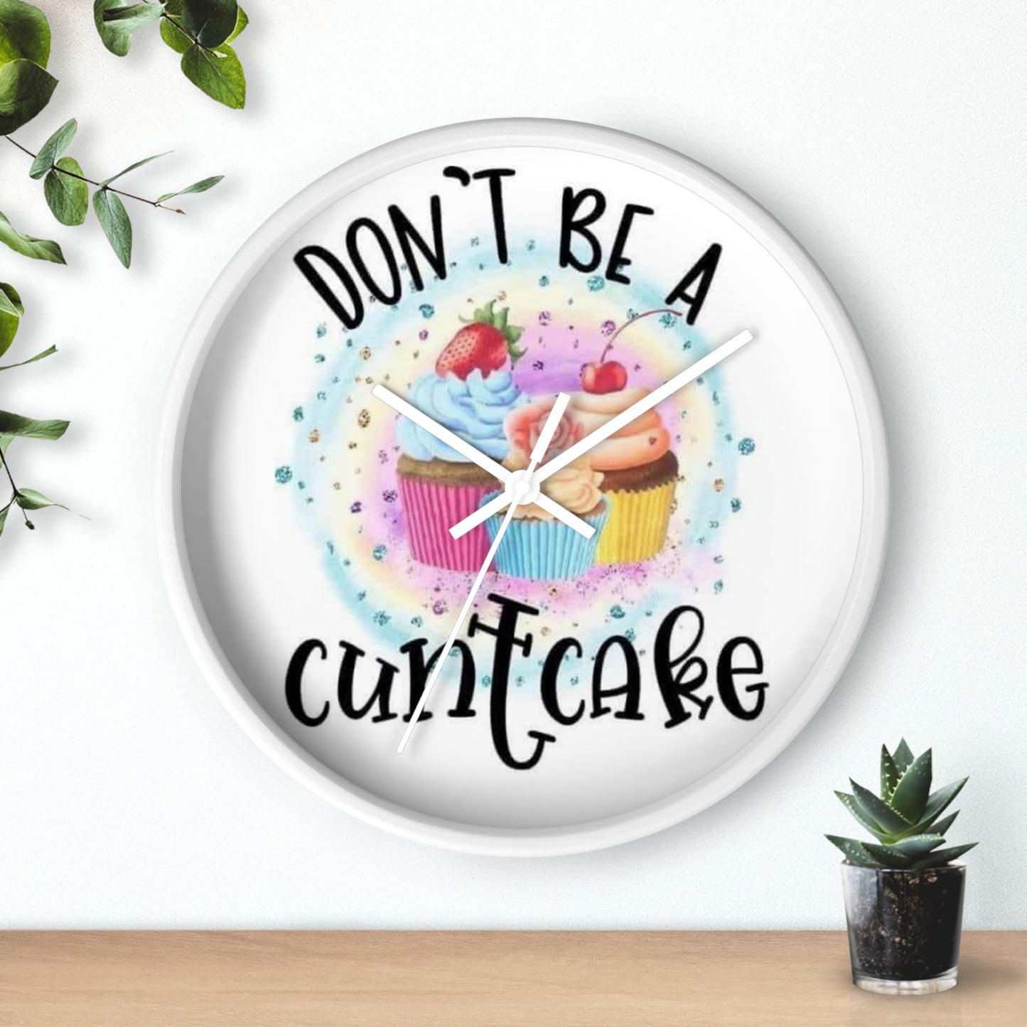 "Dont Be a CuntCake" Funny Cupcake kitchen Wall Clock Colorful