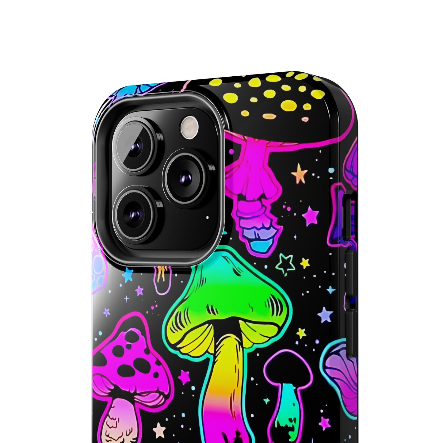 Apple iPhone (13-15 Pro Max) Shrooms Tough Phone Cases, Bright Coloruul Mushrooms