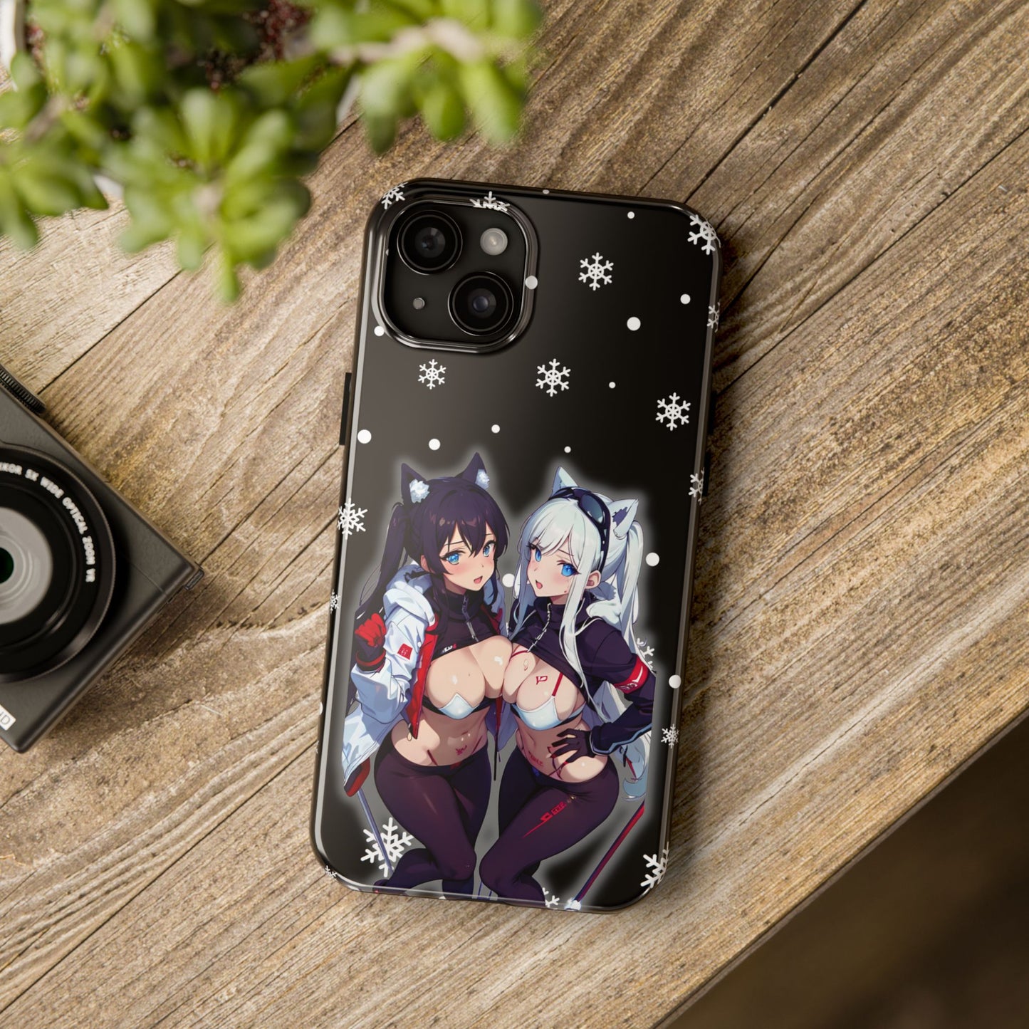 Apple iPhone (13-15 Pro Max) Tough Phone Case, Sexy Anime Girls Snow Skiing, New