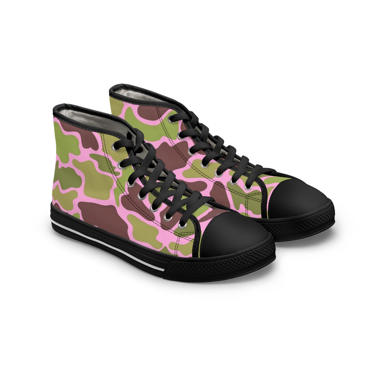 Women's Stylish Camouflage/Pink High Top Sneakers, Custom