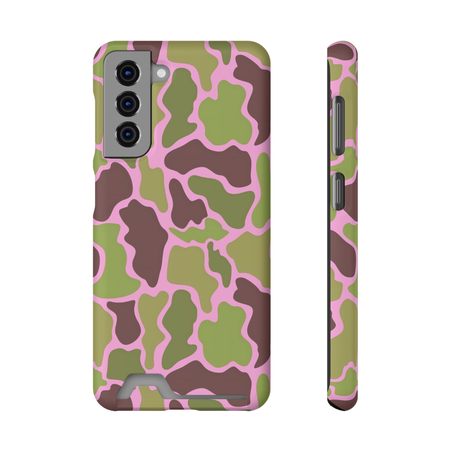 Camouflage/ Pink Phone Case With Card Holder iPhone/ Android