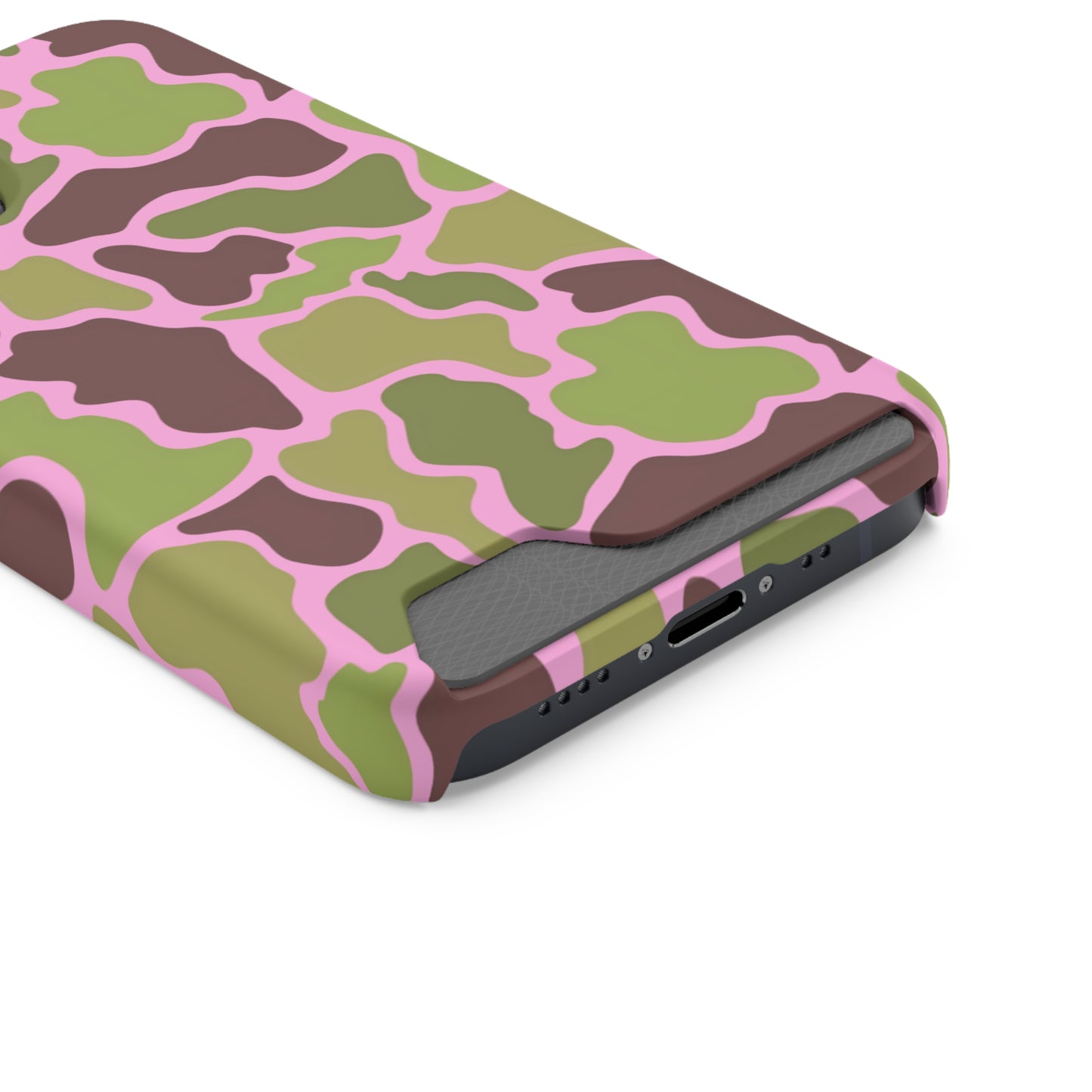 Camouflage/ Pink Phone Case With Card Holder iPhone/ Android