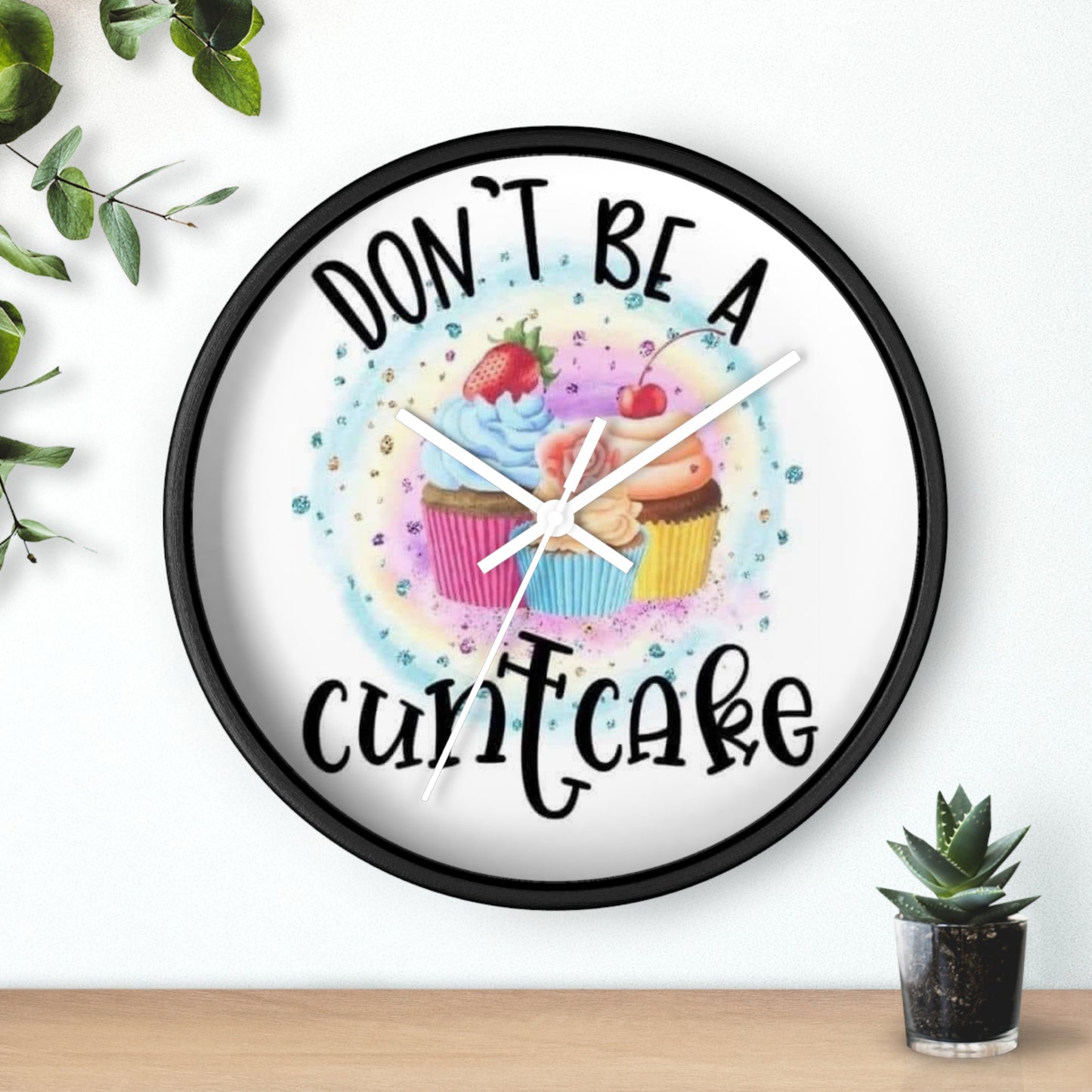 "Dont Be a CuntCake" Funny Cupcake kitchen Wall Clock Colorful