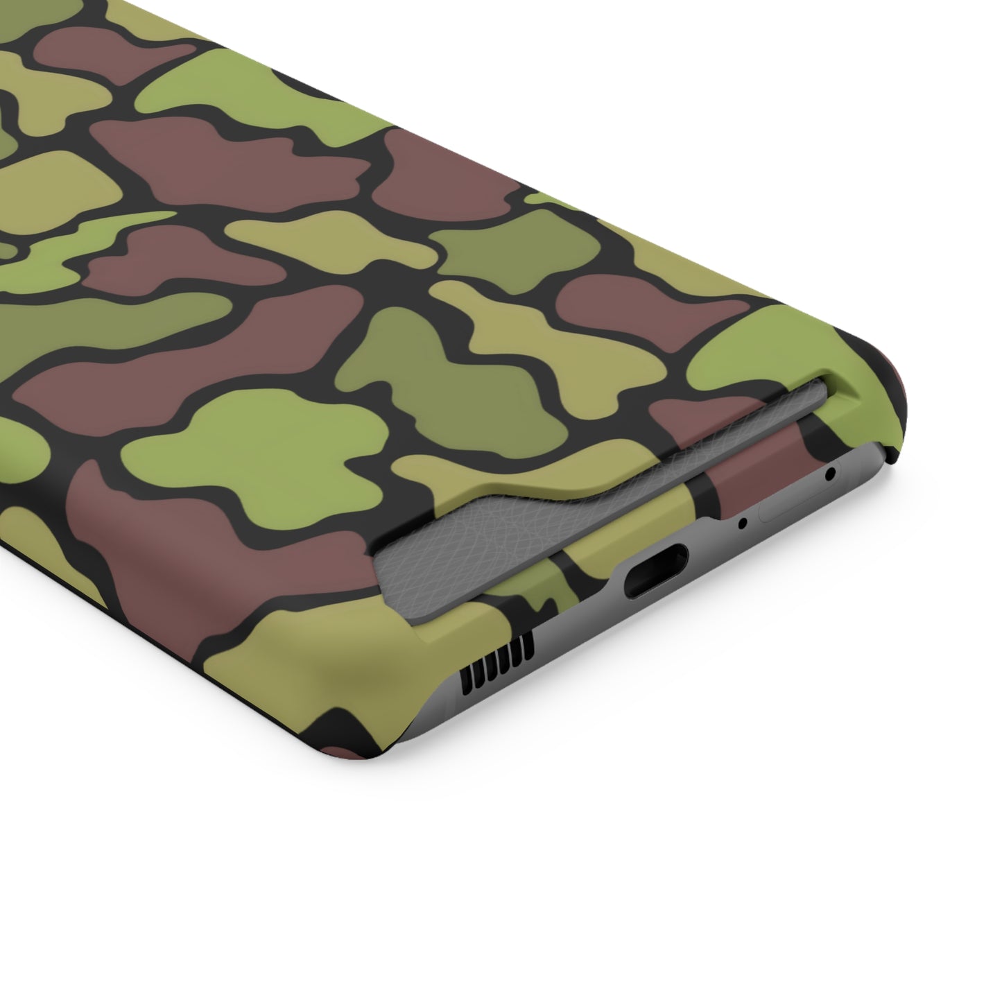 Stylish Camouflage/ Black Phone Case With Card Holder, iPhone, Android