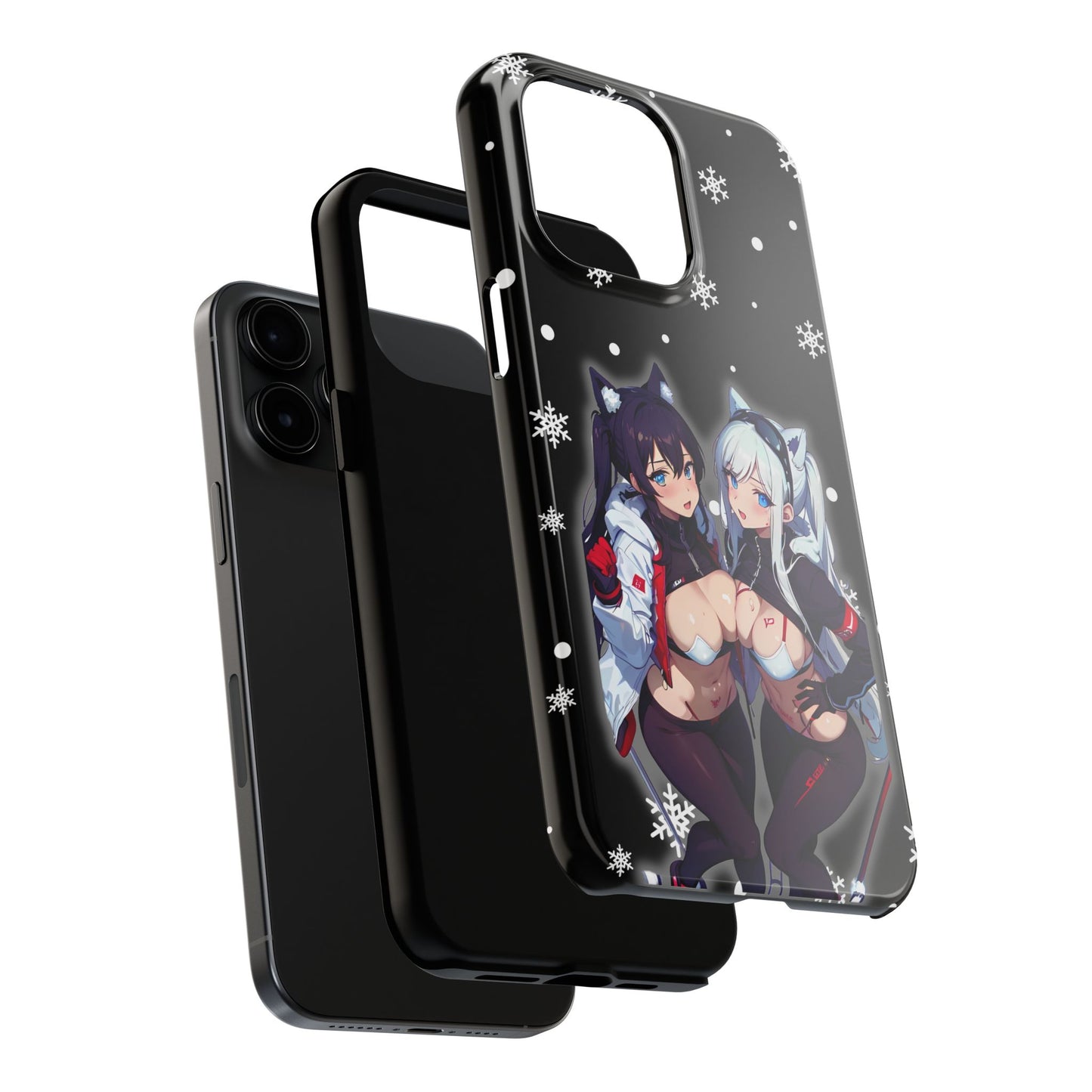 Apple iPhone (13-15 Pro Max) Tough Phone Case, Sexy Anime Girls Snow Skiing, New