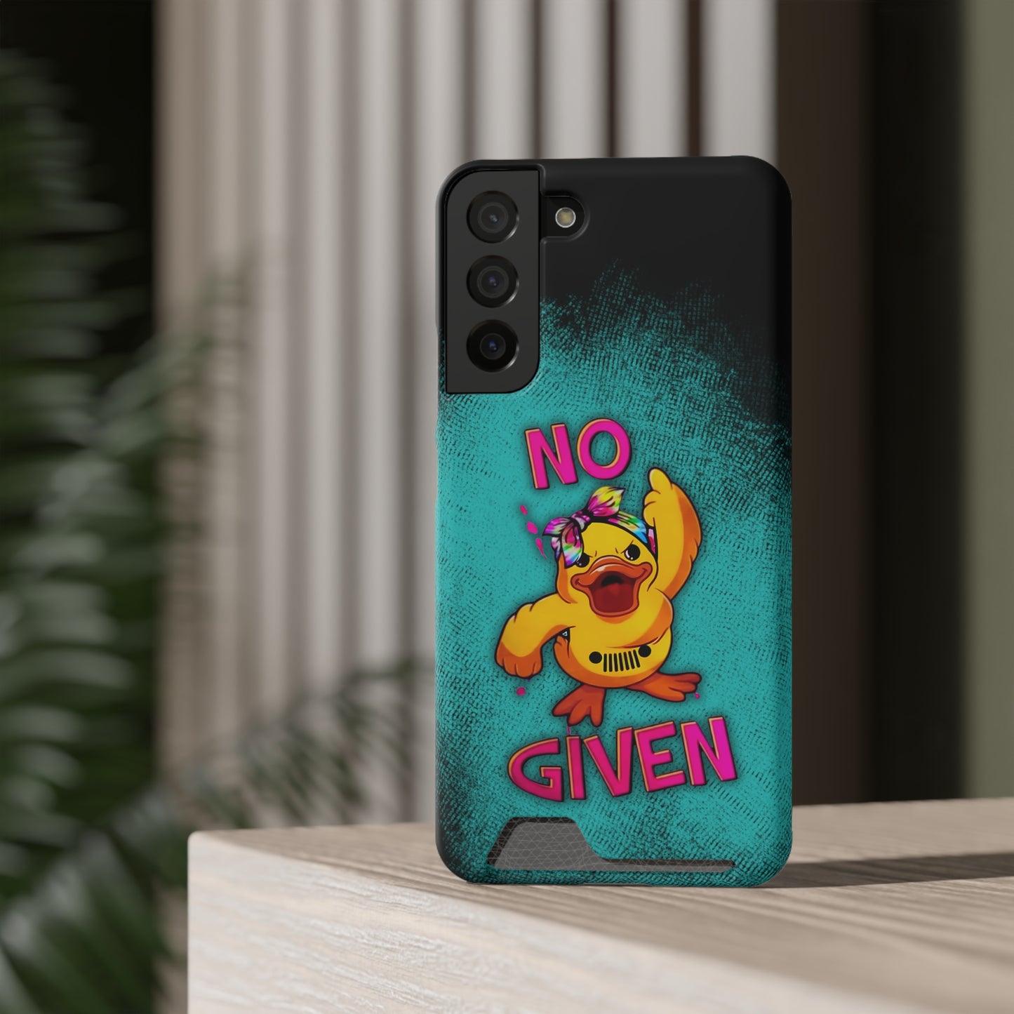 Jeep Duck, "No F Given", Phone Case With Card Holder (iPhone & Android)