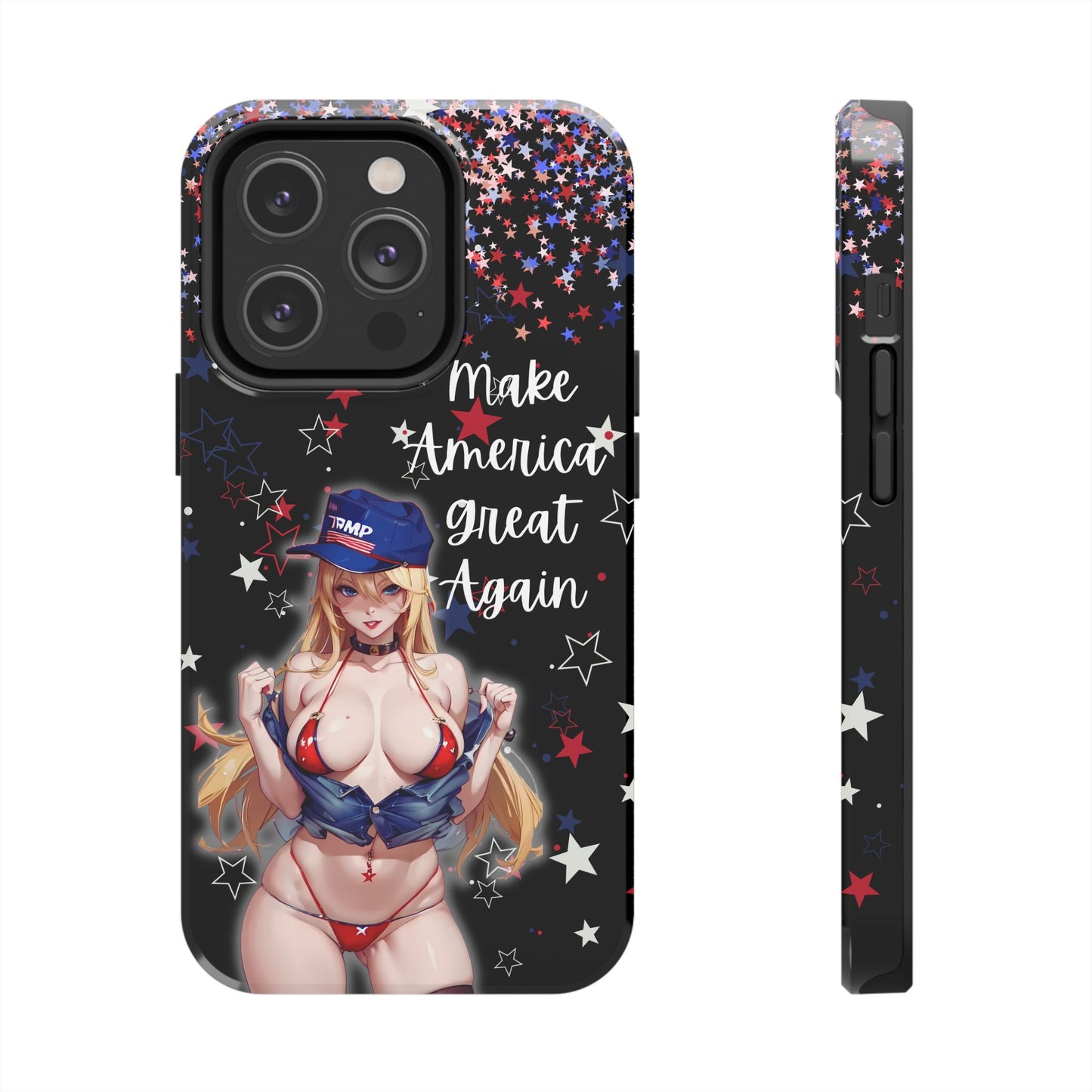 Apple iPhone, Tough Phone Case (13-15 Pro Max) Sexy Trumo Girl MAGA, New