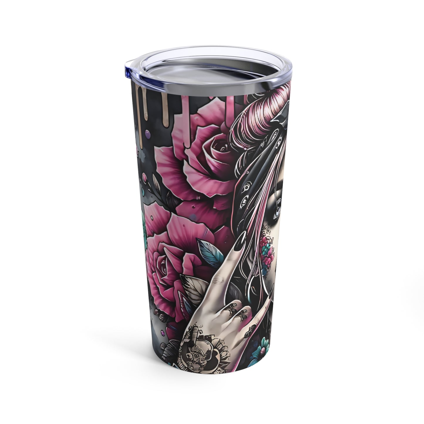 Pretty Goth Girl/ Skull Head, Punk Rock, Stainless-Steel 20oz Tumbler