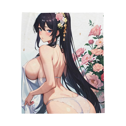 Soft Sexy Anime Girl, Pastel Roses Velveteen Plush Blanket Emo Art(50x60)