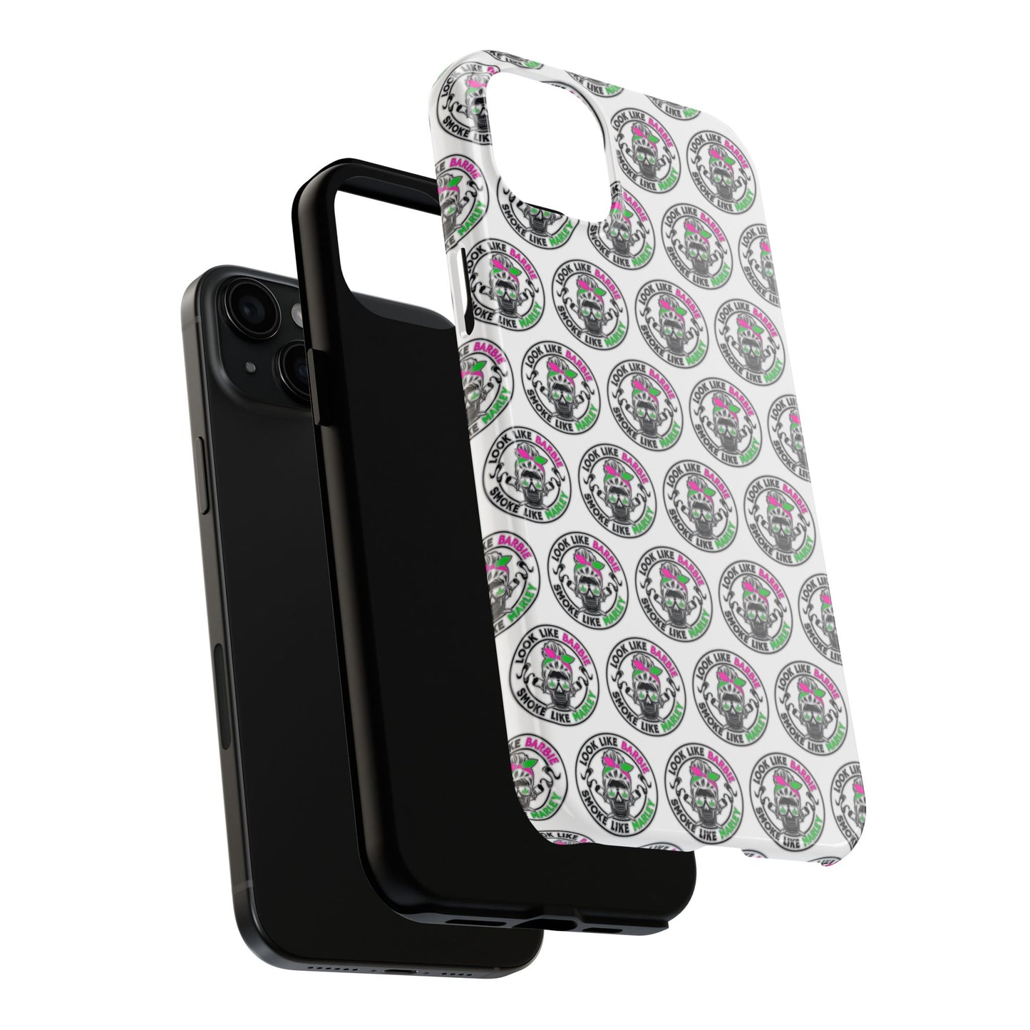 Apple iPhone (13-15 Pro Max) Tough Phone Case, "Look like Barbie, Smoke Like Marley"