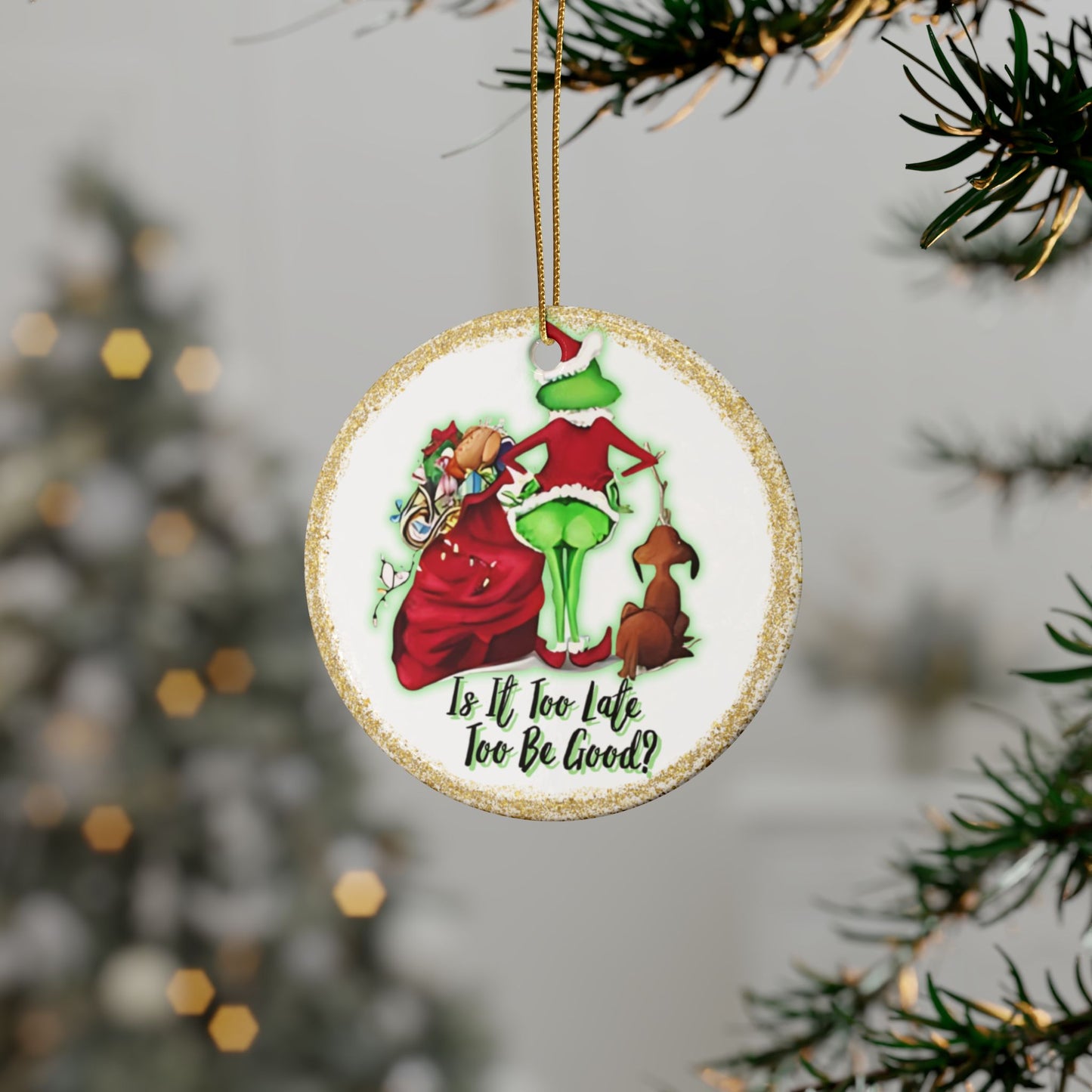 "The Grinch", Christmas, Gift, Ceramic Ornaments (1pc, 5pc)