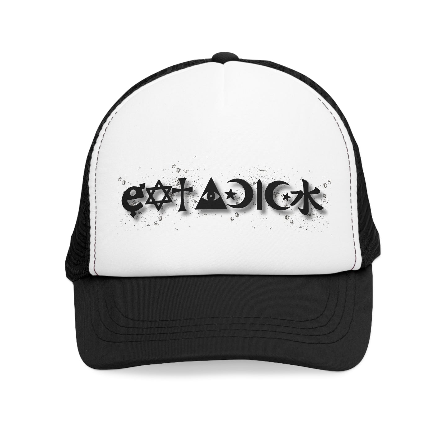 Snap-Back Mesh Cap, "Eat a D..." Witchy Vibes, Goth, Black/ Pink