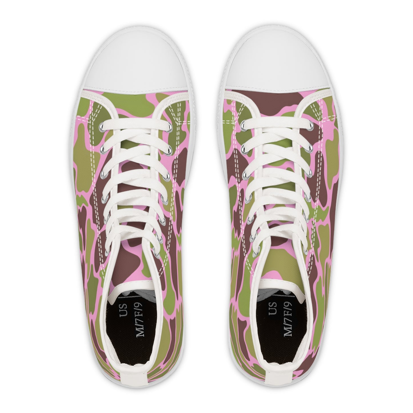 Women's Stylish Camouflage/Pink High Top Sneakers, Custom