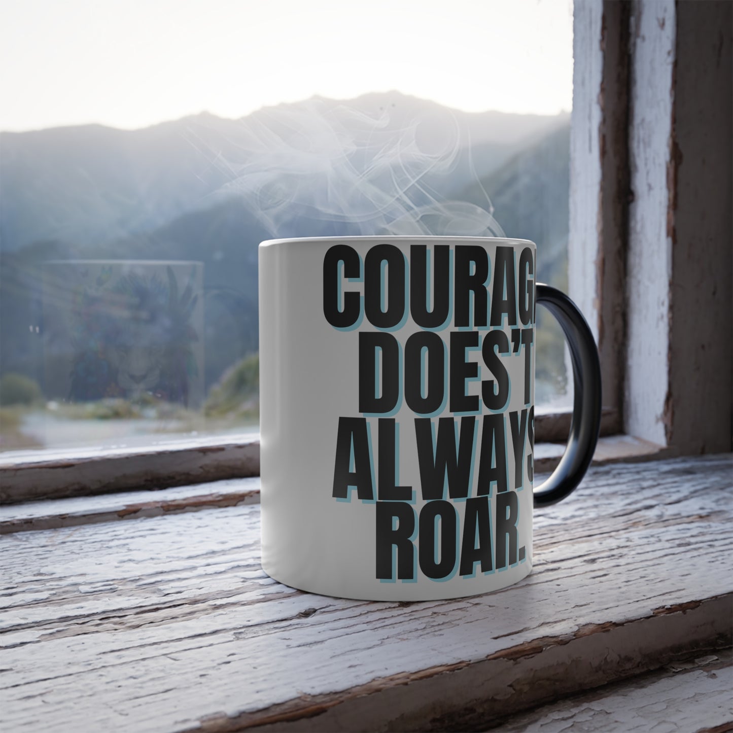 'Courage Doesn't Always Roar' Lion, Colorful, Color Morphing Mug, 11oz Gift