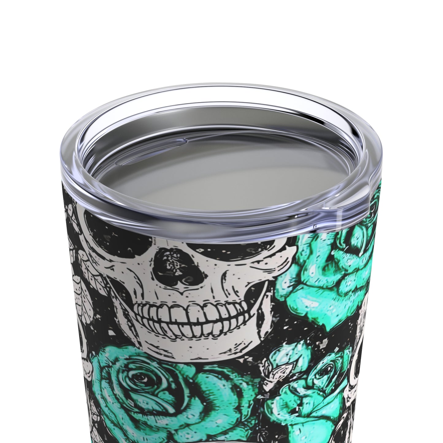 Stainless Steel Tumbler, 20oz Skulls/ Turquoise Roses/Goth