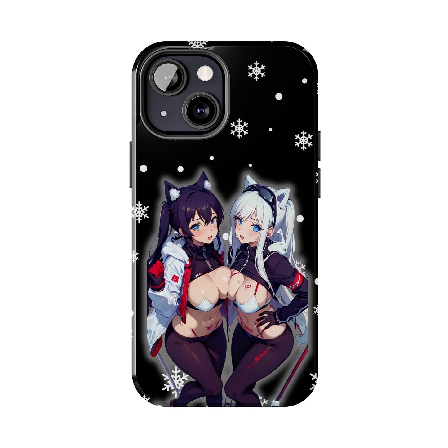 Apple iPhone (13-15 Pro Max) Tough Phone Case, Sexy Anime Girls Snow Skiing, New