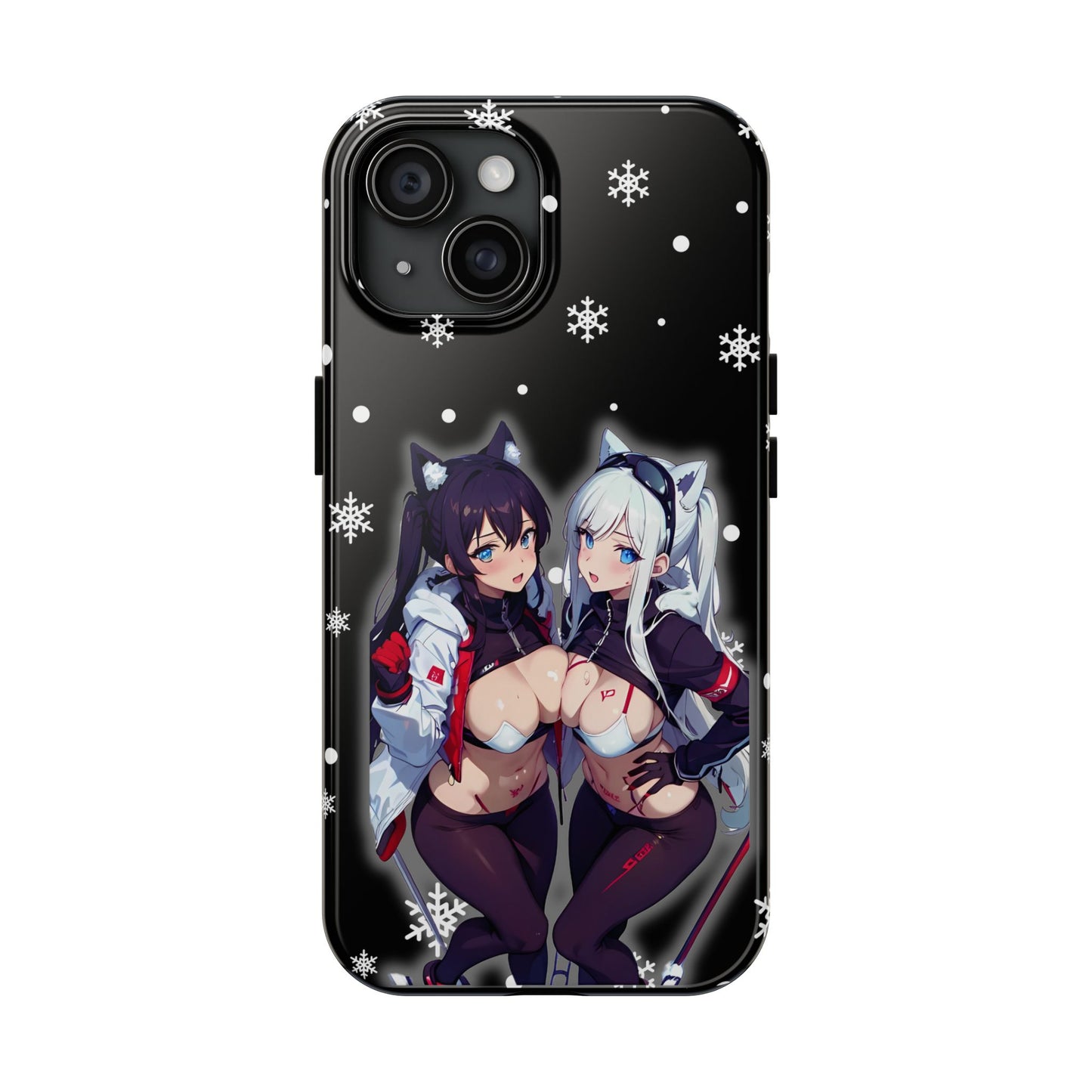 Apple iPhone (13-15 Pro Max) Tough Phone Case, Sexy Anime Girls Snow Skiing, New