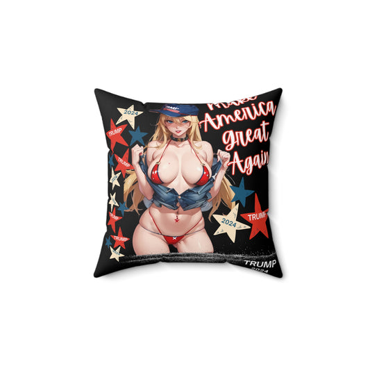 Sexy Anime Trump Girl, Bikini, Throw Pillow, "MAGA" Polyester Pillow Mancave