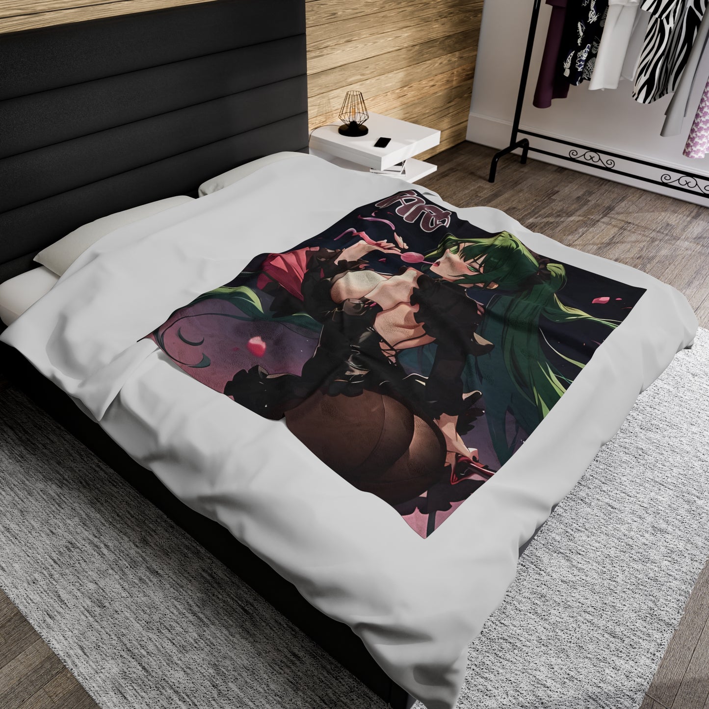 FAFO Sexy Romanic, Goth/Emo Anime Girl Art Velveteen Plush Blanket (50x60)