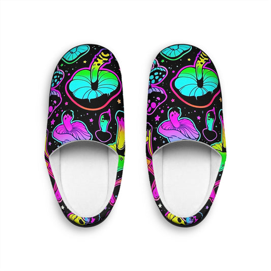 Neon, Bright Mushroom Bedroom Shoes, Women's Indoor Slippers, Size 7-12