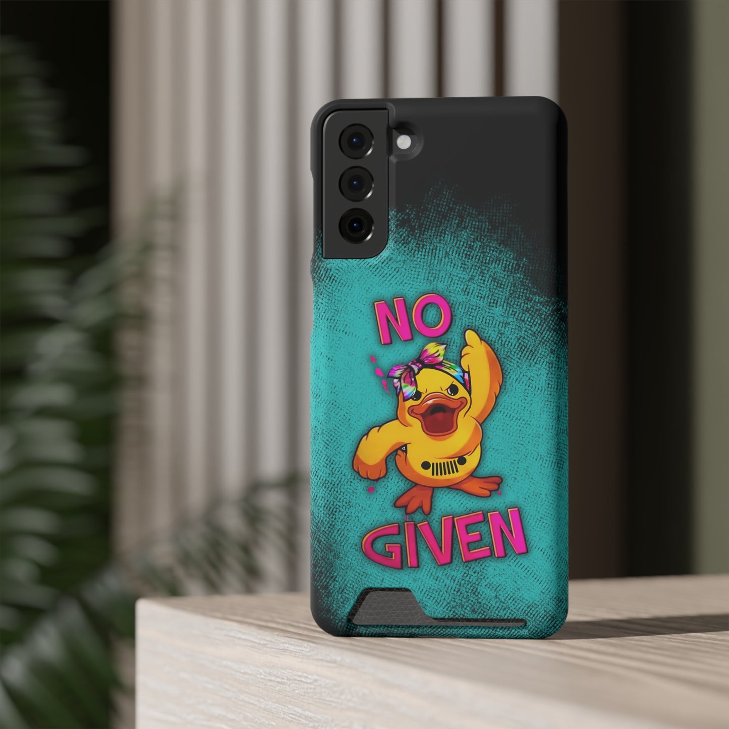 Jeep Duck, "No F Given", Phone Case With Card Holder (iPhone & Android)