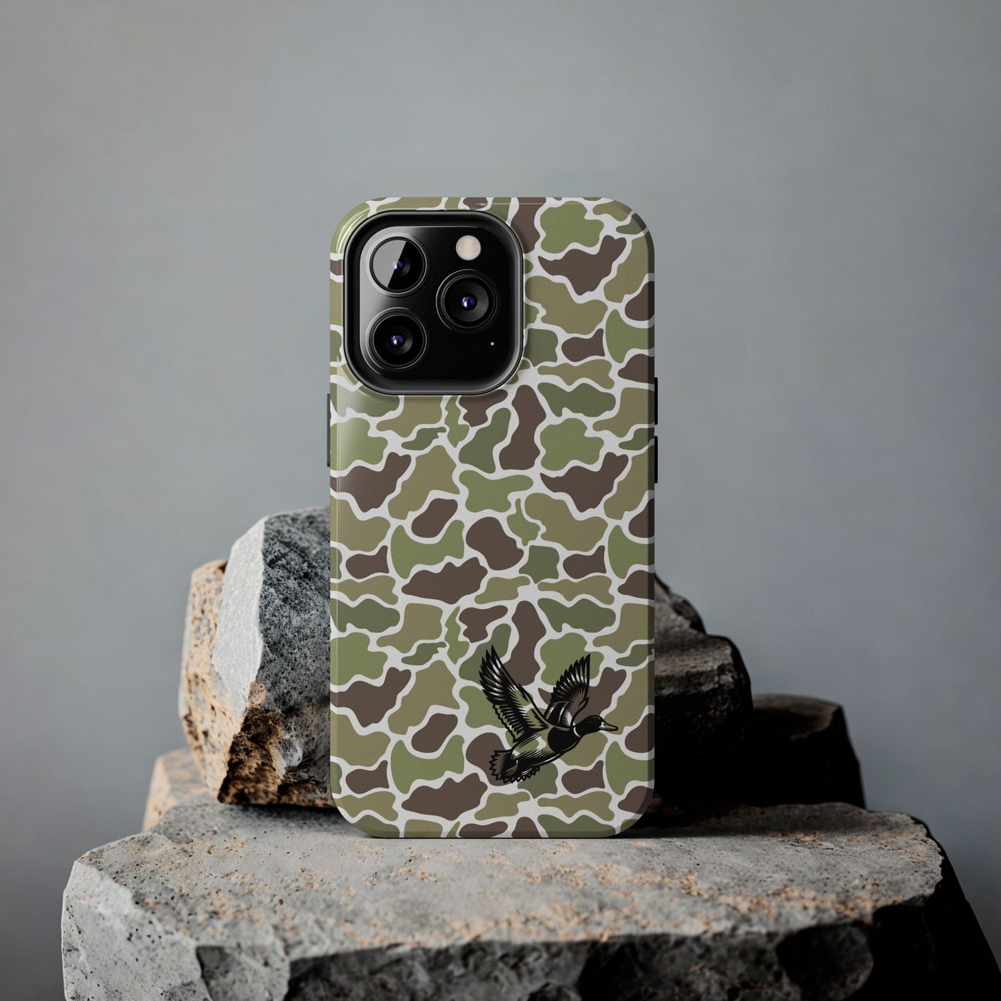 Apple iPhone (13-15 Pro Max) Old School Camouflage, Mallard Bird Tough Phone Cases