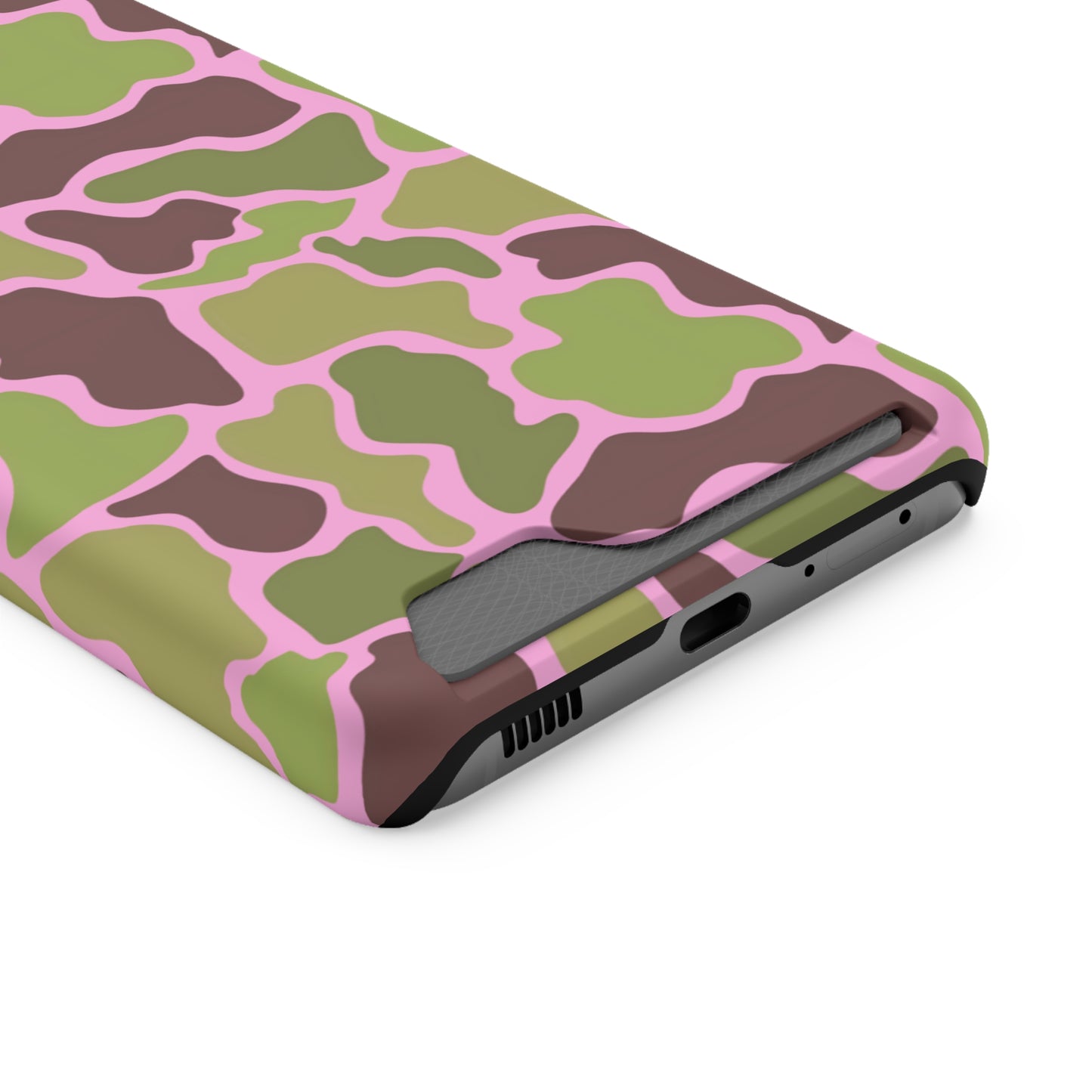 Camouflage/ Pink Phone Case With Card Holder iPhone/ Android