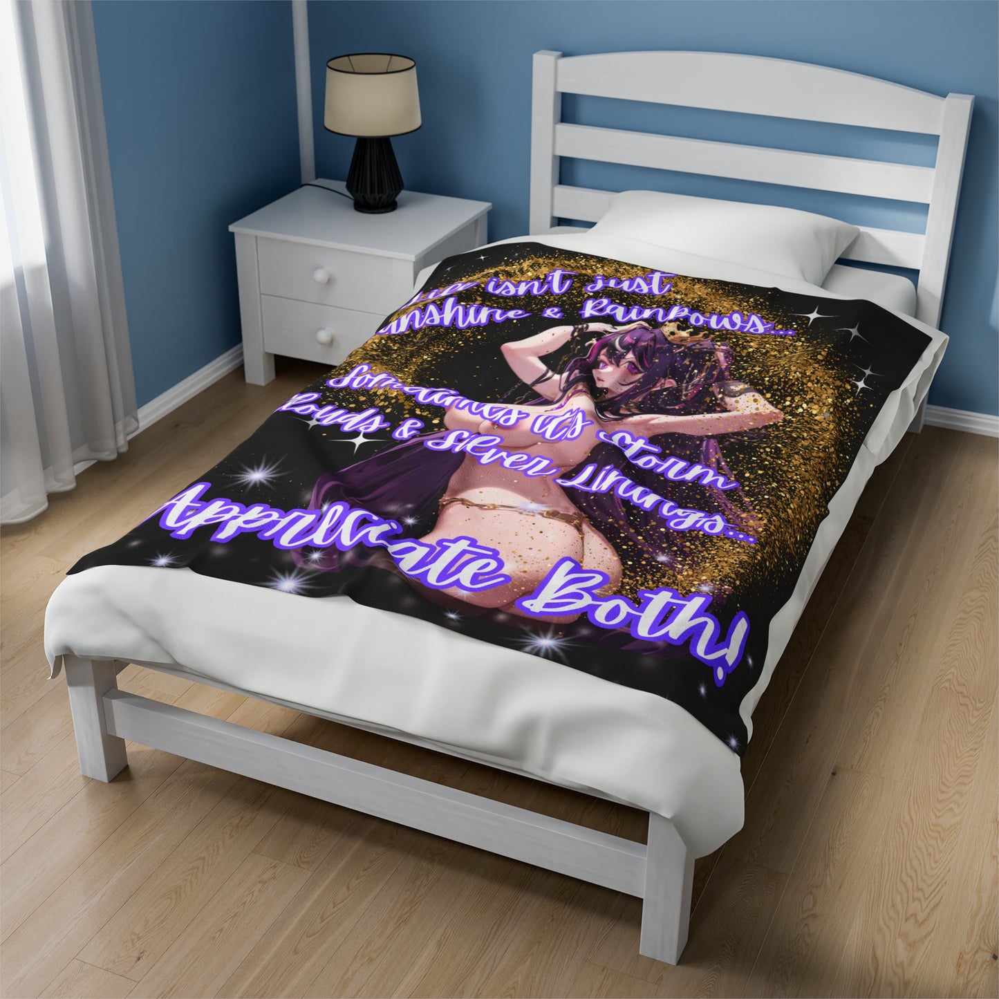 Anime Sexy Girl "Sunshine & Rainbows"Goth Soft Plush Throw Blanket(50x60)