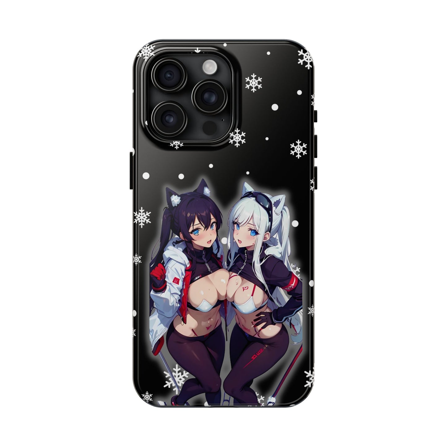 Apple iPhone (13-15 Pro Max) Tough Phone Case, Sexy Anime Girls Snow Skiing, New