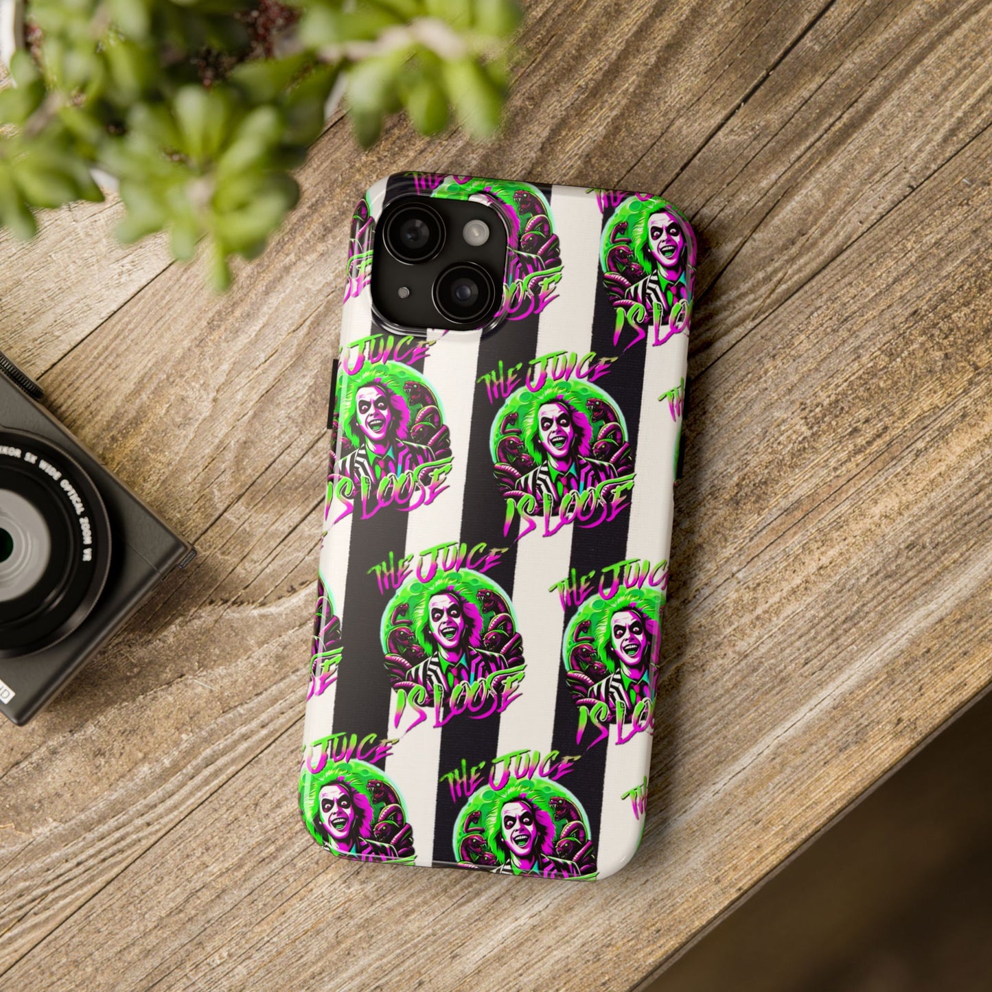 Apple iPhone Tough Phone Case (13-15 Pro Max), Beetle Juice, "The Juice Is Loose"