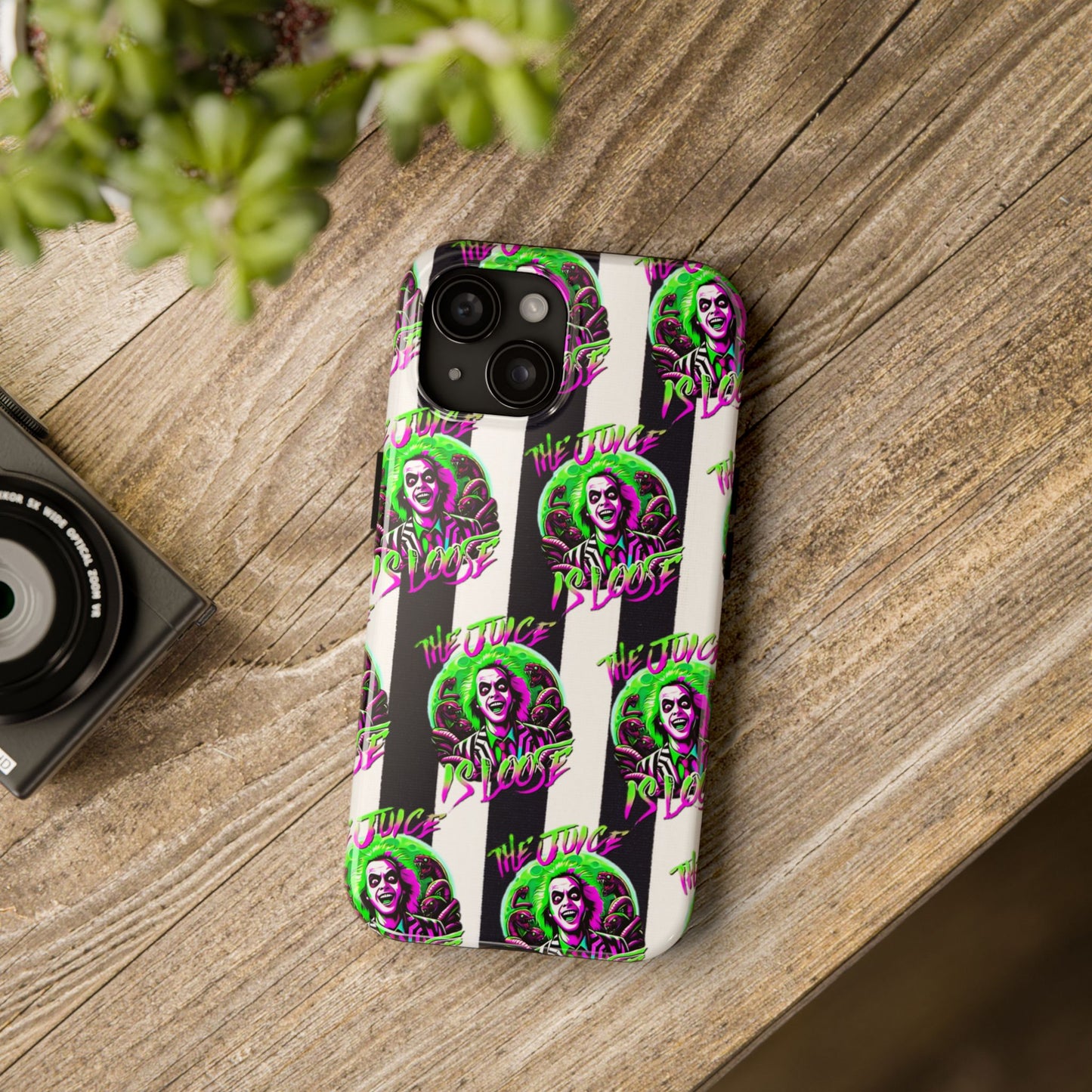 Apple iPhone Tough Phone Case (13-15 Pro Max), Beetle Juice, "The Juice Is Loose"