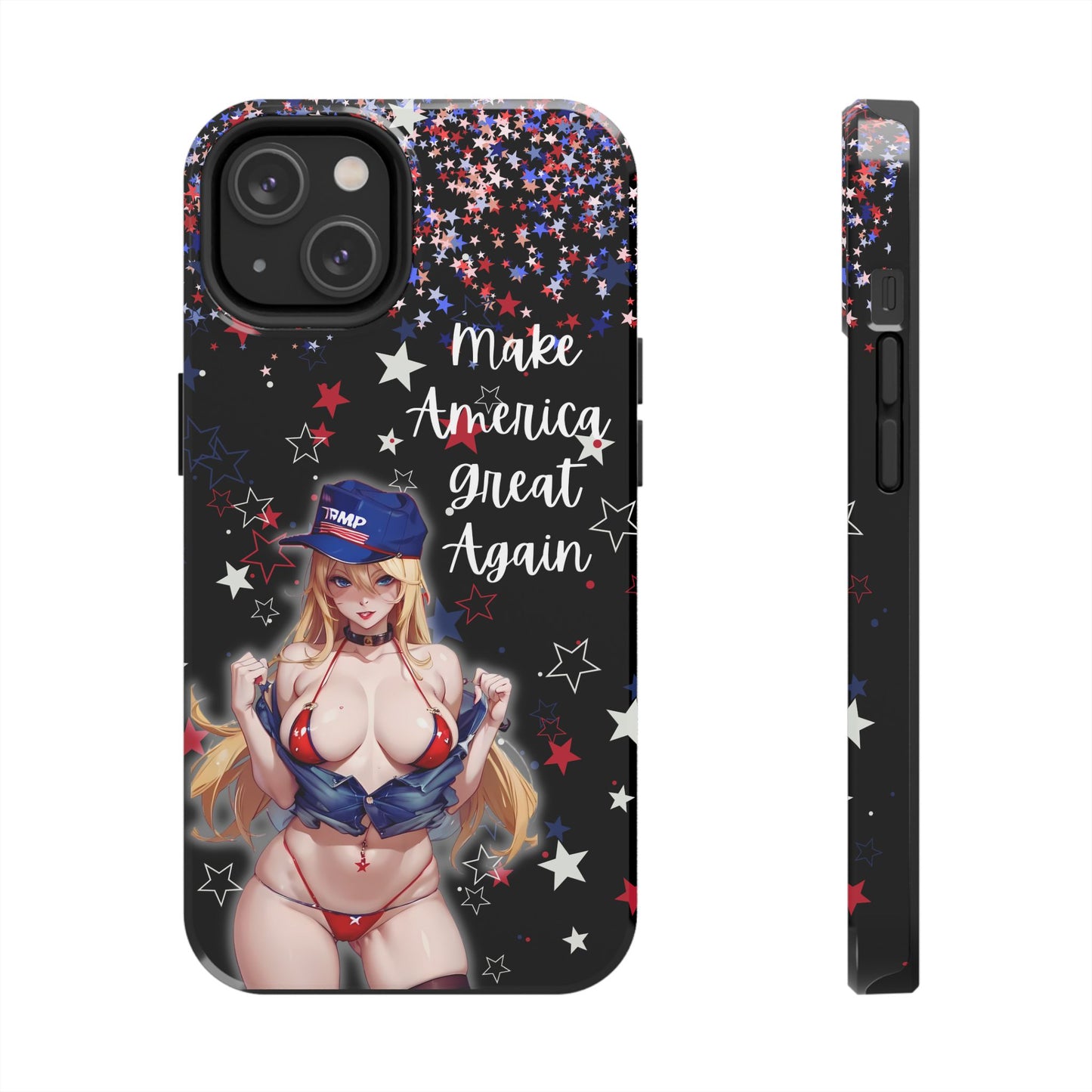 Apple iPhone, Tough Phone Case (13-15 Pro Max) Sexy Trumo Girl MAGA, New