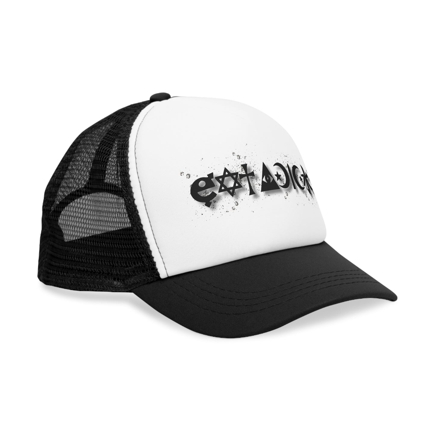 Snap-Back Mesh Cap, "Eat a D..." Witchy Vibes, Goth, Black/ Pink