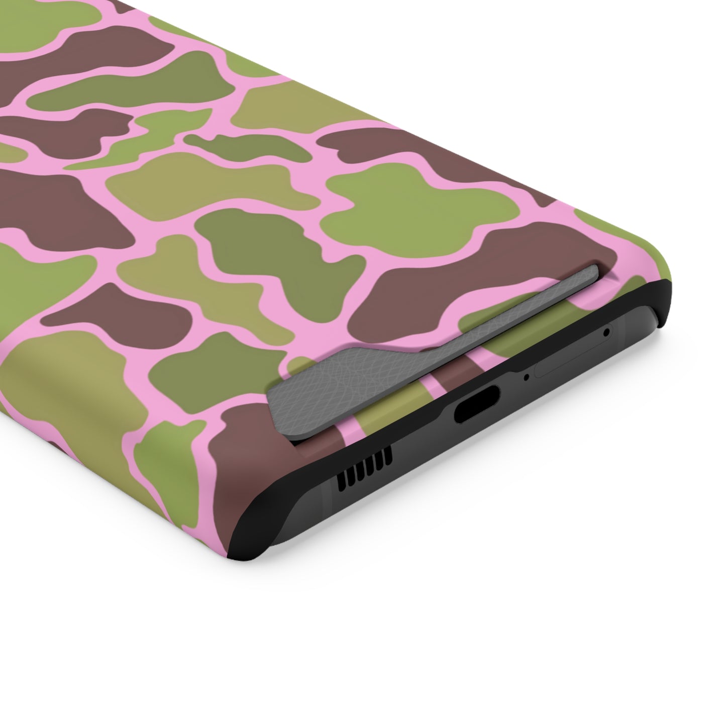 Camouflage/ Pink Phone Case With Card Holder iPhone/ Android