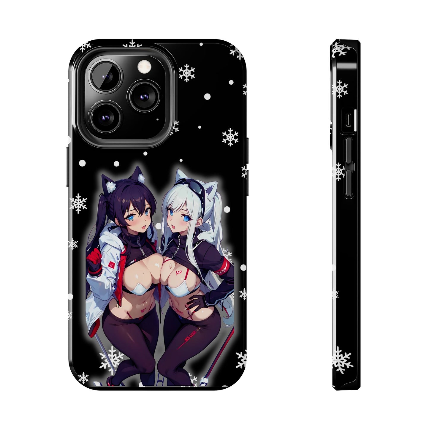 Apple iPhone (13-15 Pro Max) Tough Phone Case, Sexy Anime Girls Snow Skiing, New