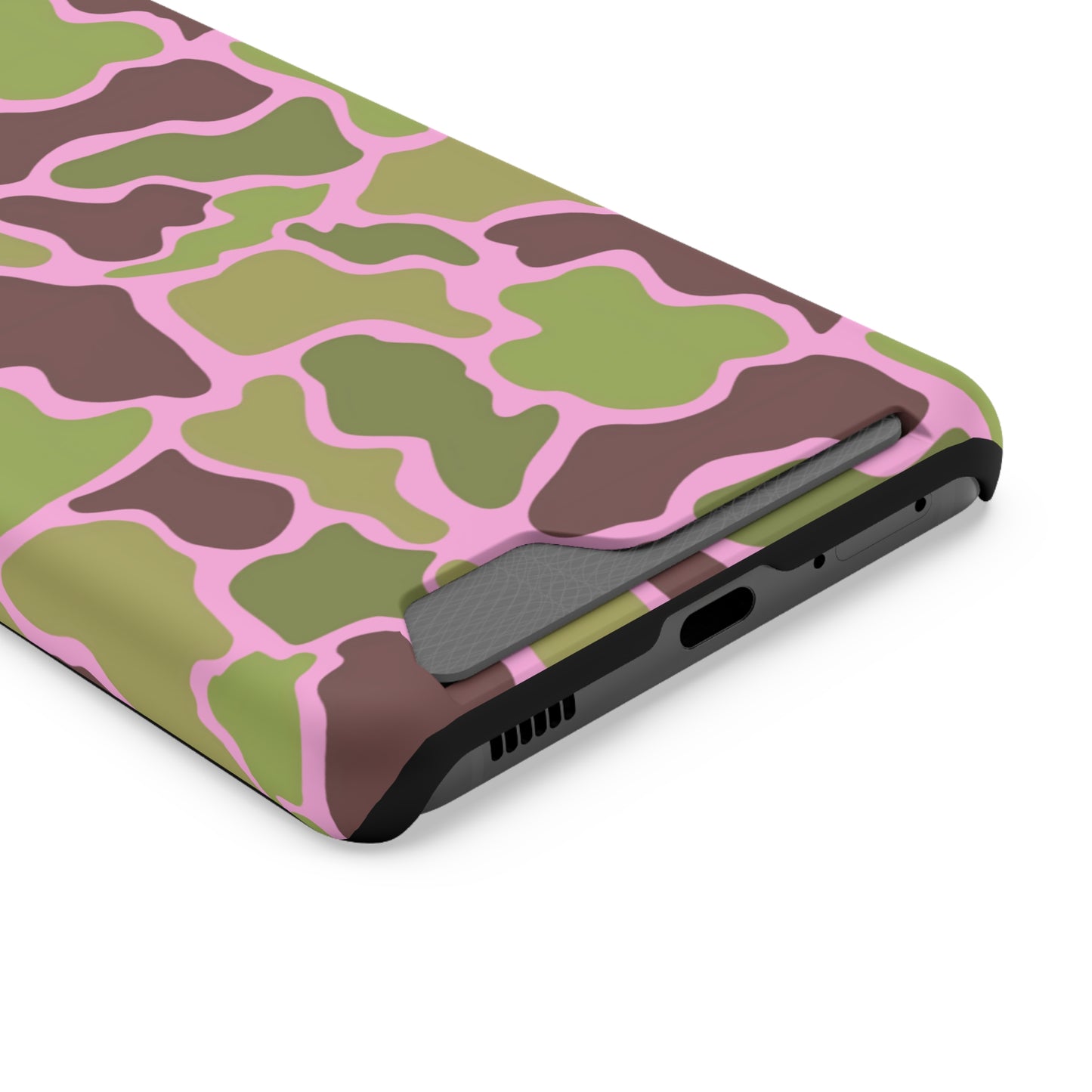 Camouflage/ Pink Phone Case With Card Holder iPhone/ Android