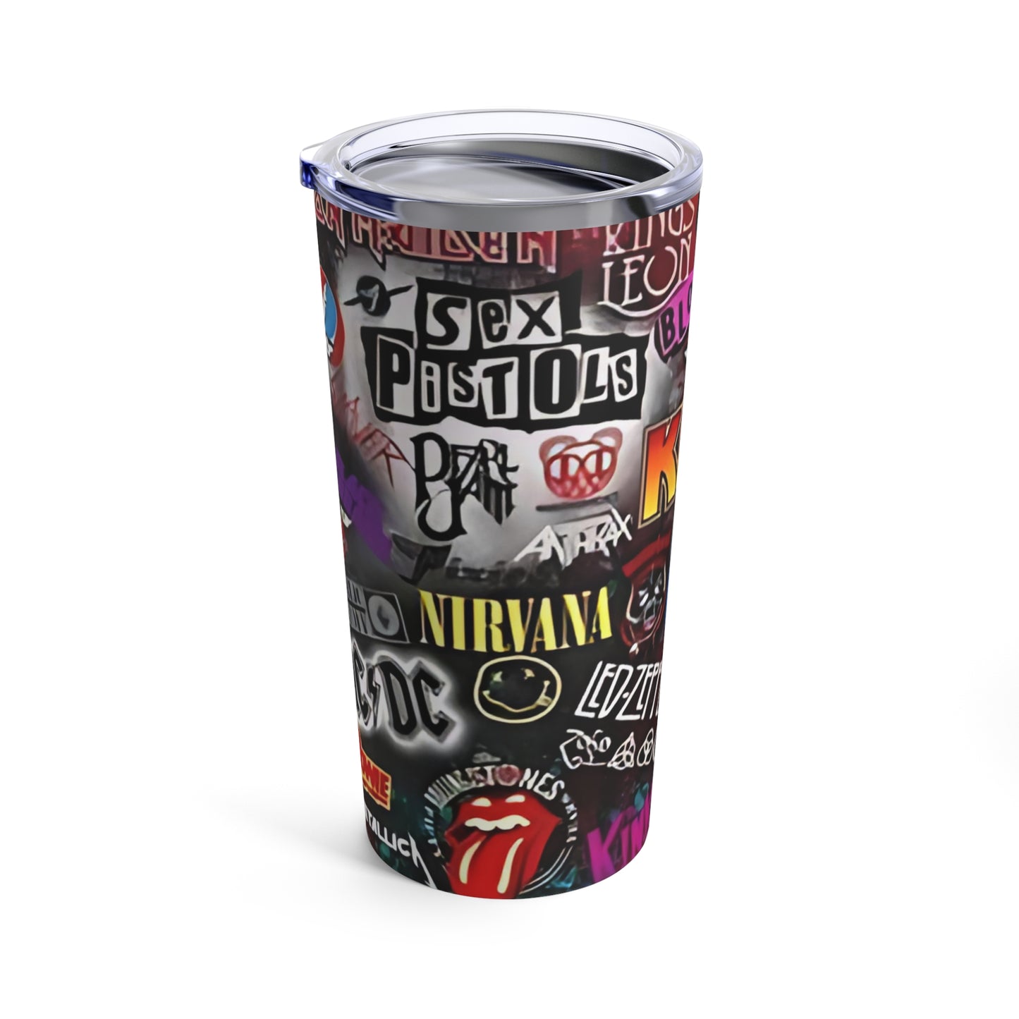 'Old Rock Bands' logos Stain-less Steel Tumbler 20oz NEW AC/DC, Nirvana, etc..