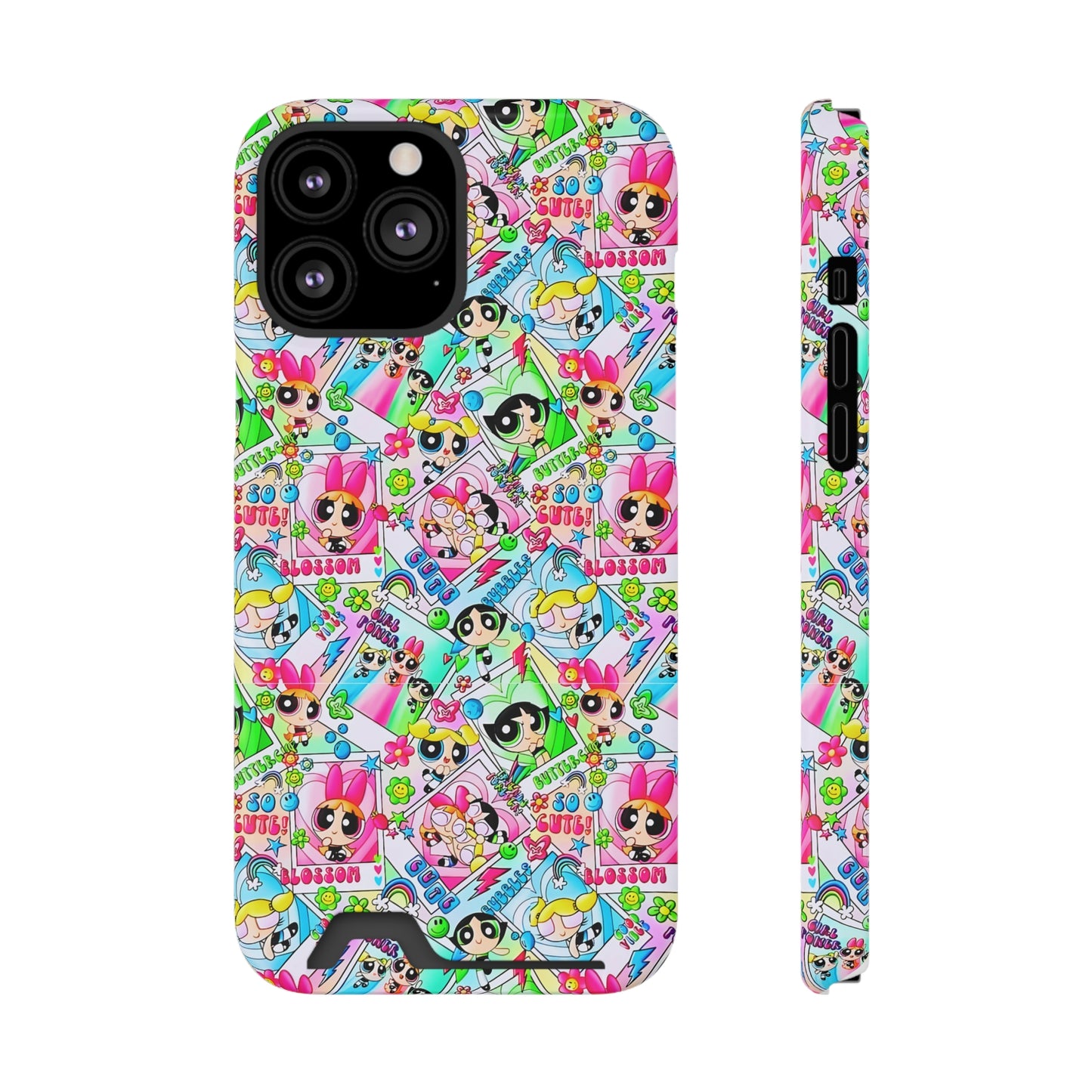 Stylish Power Puff Girls, Phone Case With Card Holder