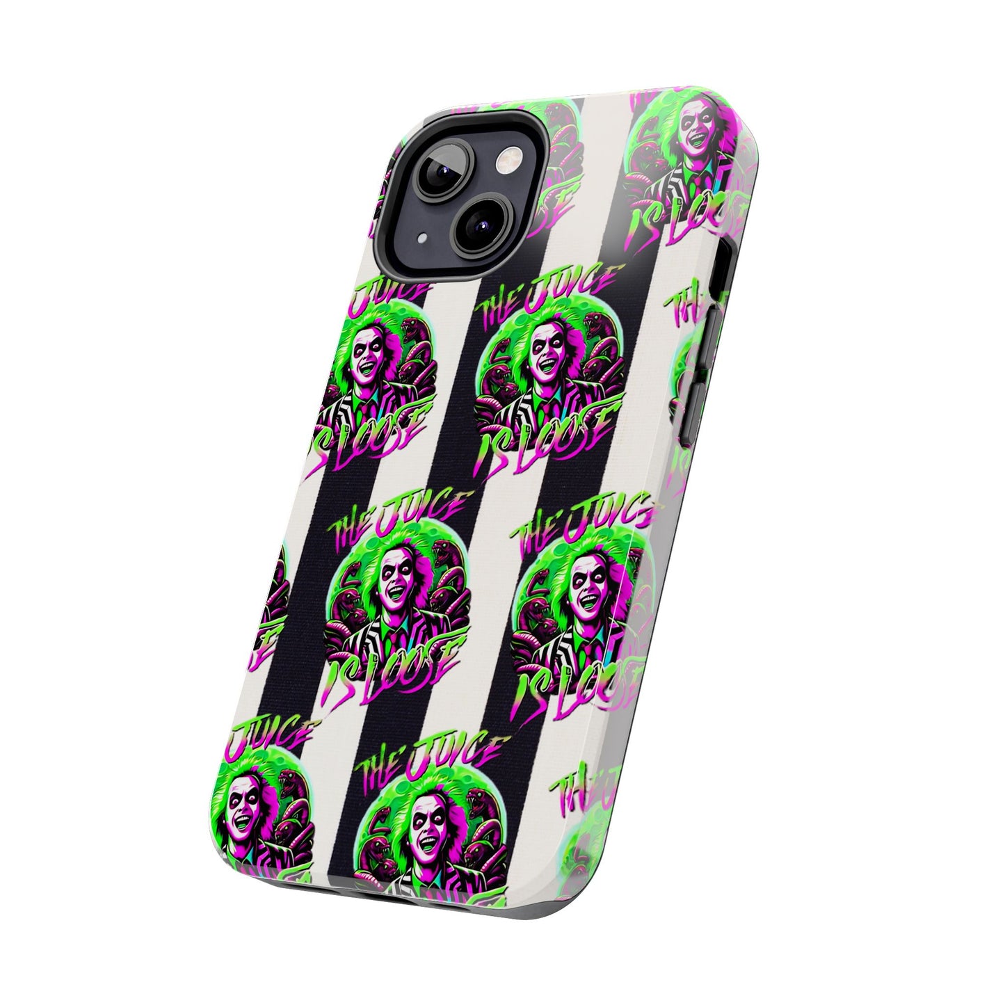 Apple iPhone Tough Phone Case (13-15 Pro Max), Beetle Juice, "The Juice Is Loose"