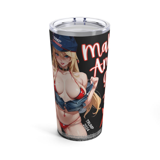 Sexy/Hot Trump Bikini Anime Girl, "MAGA" Stainless-Steel America Tumbler 20oz