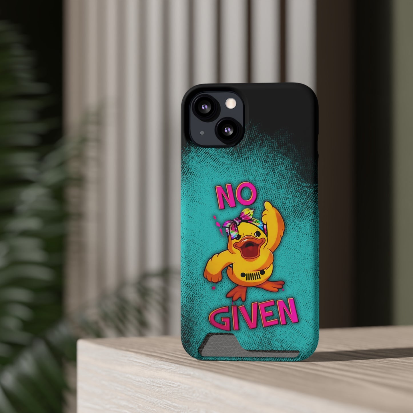 Jeep Duck, "No F Given", Phone Case With Card Holder (iPhone & Android)