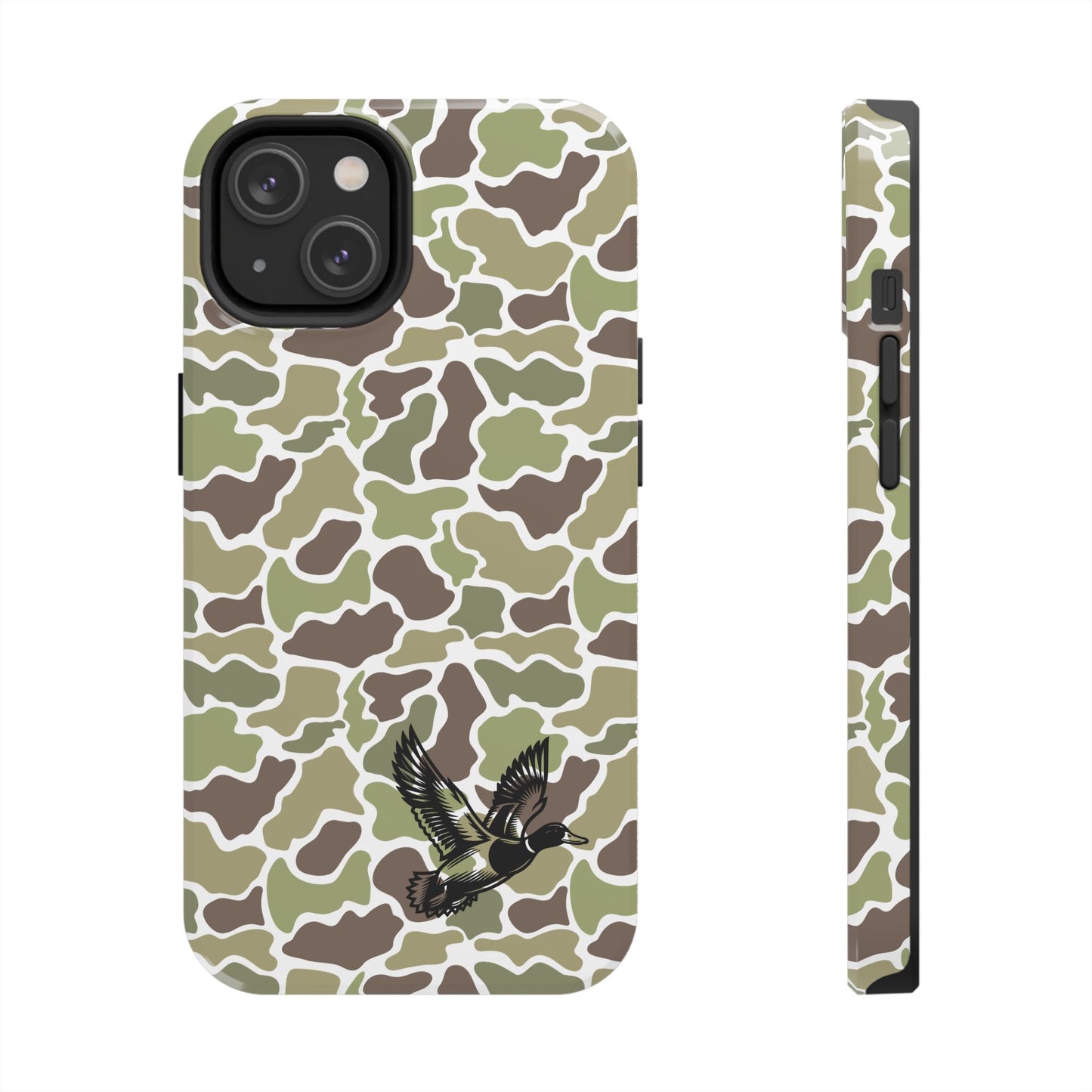 Apple iPhone (13-15 Pro Max) Old School Camouflage, Mallard Bird Tough Phone Cases