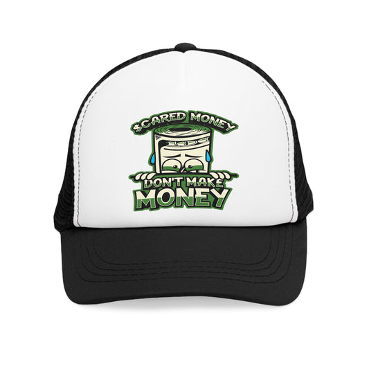 Adjustable, Snapback Mesh Cap, "Scared Money Don't Make Money", Hat Unisex