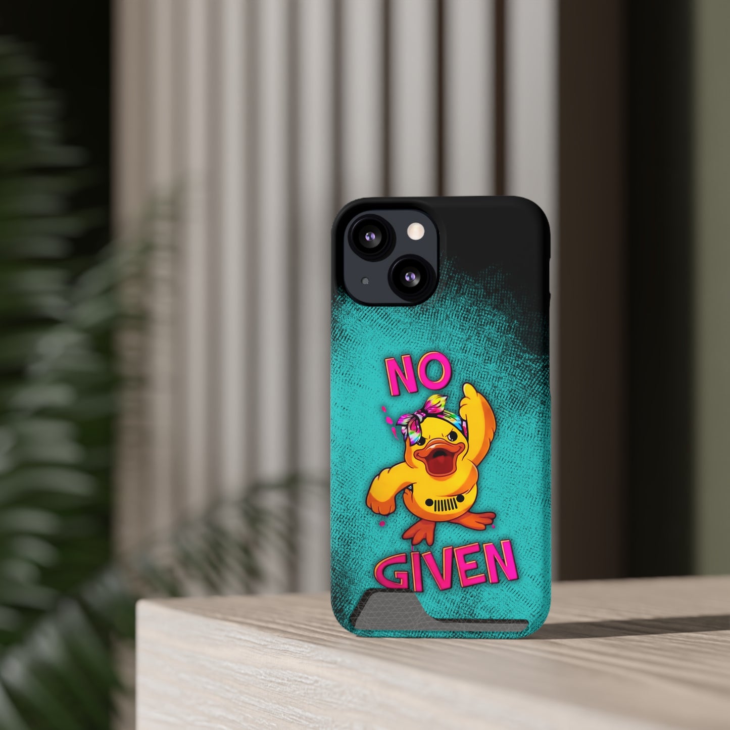 Jeep Duck, "No F Given", Phone Case With Card Holder (iPhone & Android)