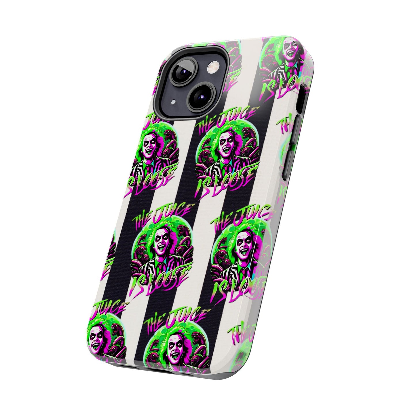 Apple iPhone Tough Phone Case (13-15 Pro Max), Beetle Juice, "The Juice Is Loose"