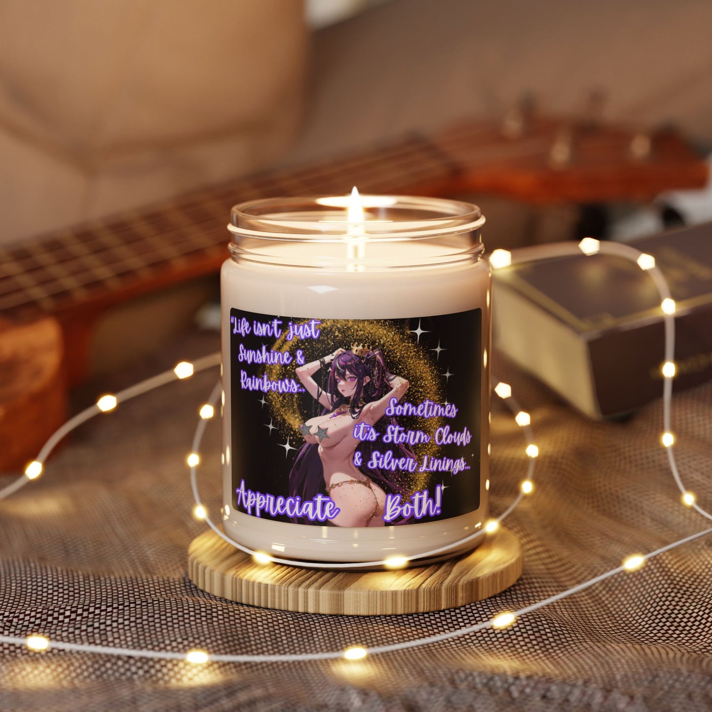 "Sunshine & Rainbow..." Quote, Sexy Anime Girl Scented Soy Candle, 9oz jar