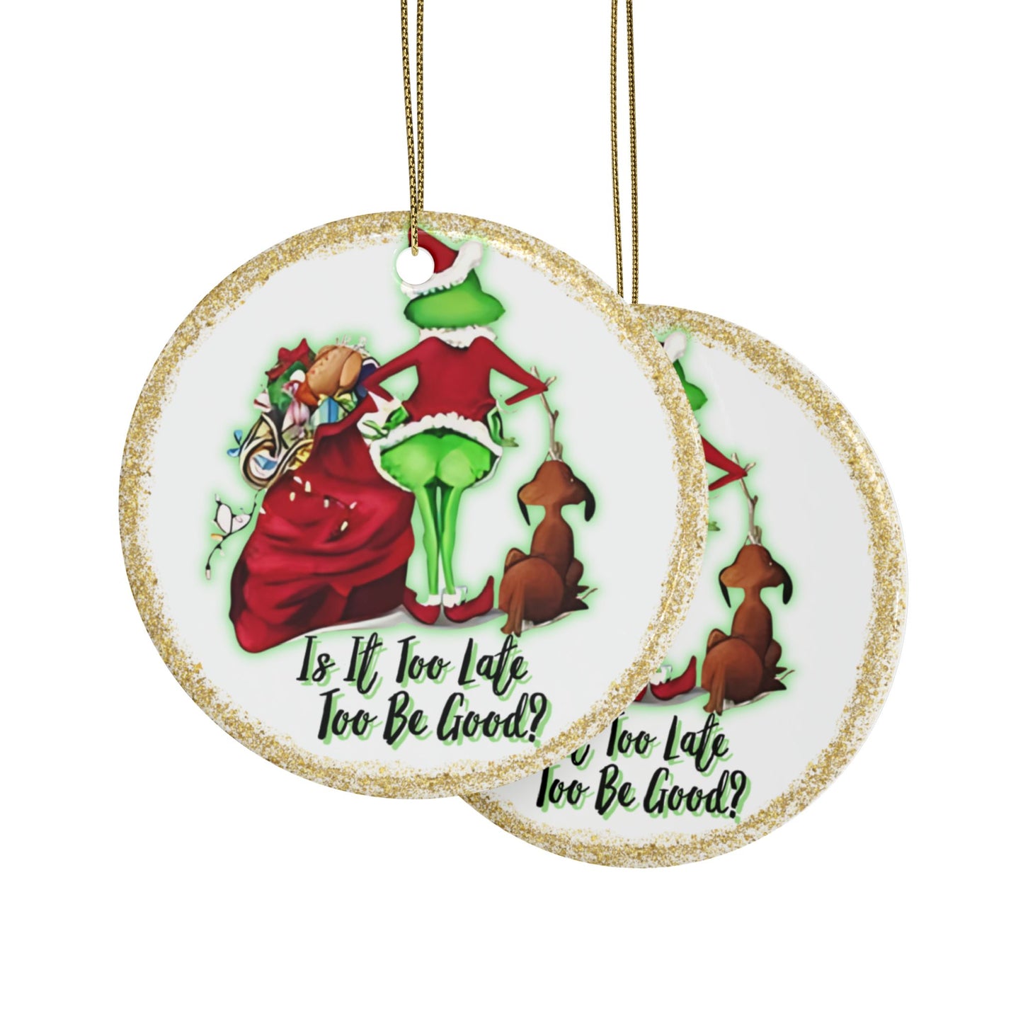 "The Grinch", Christmas, Gift, Ceramic Ornaments (1pc, 5pc)