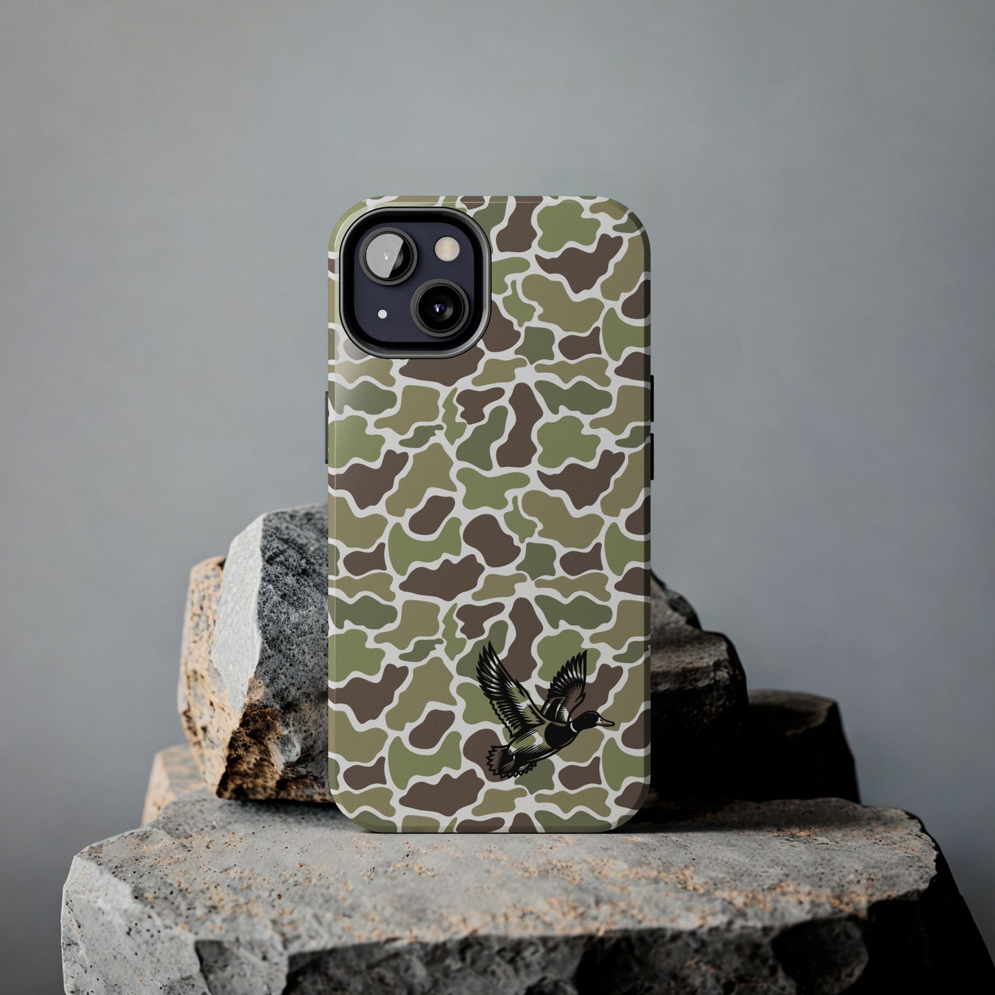 Apple iPhone (13-15 Pro Max) Old School Camouflage, Mallard Bird Tough Phone Cases