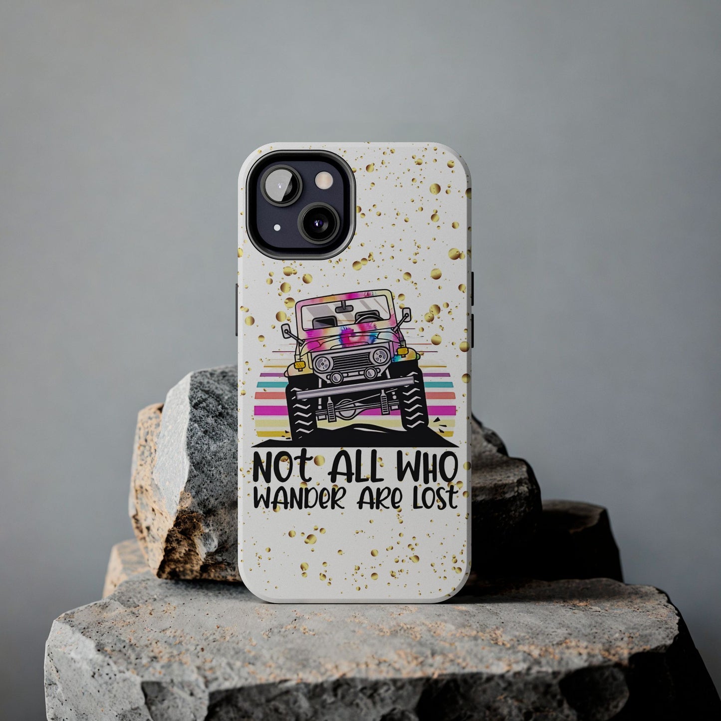 Apple iPhone, Tough Phone Case (13-15 Pro Max) JEEP, " Not All Who Wander..."