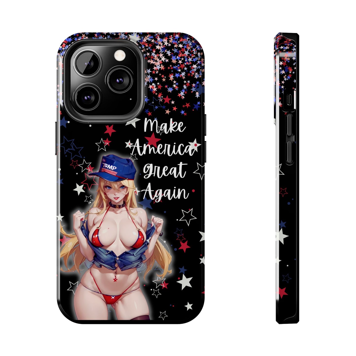 Apple iPhone, Tough Phone Case (13-15 Pro Max) Sexy Trumo Girl MAGA, New